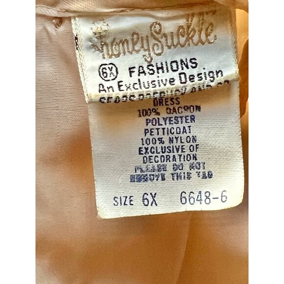 Vintage Honey Suckle Girls Size 6X Dress With Cream Lace Accents & Bow Sash - Picture 7 of 16